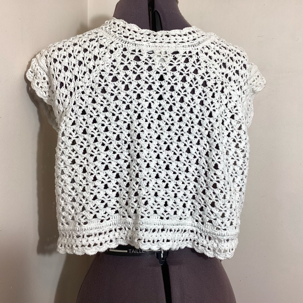 Dressbarn Y2K Crochet Lace Cropped Shrug Bolero Cardigan Vest 1X - Picture 4 of 13